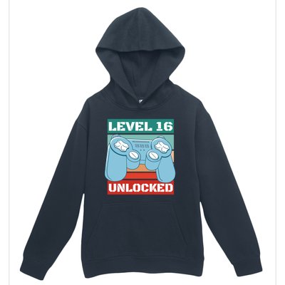 Level 16 Unlocked Gaming Retro Urban Pullover Hoodie