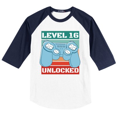 Level 16 Unlocked Gaming Retro Baseball Sleeve Shirt