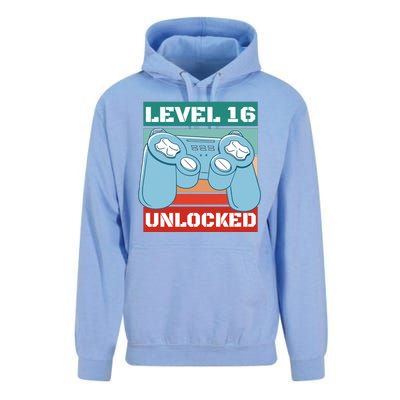 Level 16 Unlocked Gaming Retro Unisex Surf Hoodie