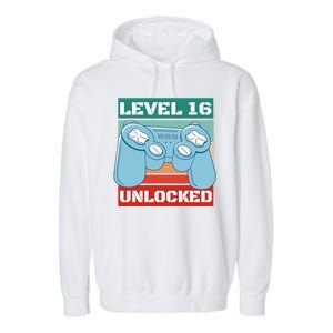 Level 16 Unlocked Gaming Retro Garment-Dyed Fleece Hoodie