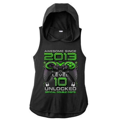 Level 10 Unlocked Awesome Since 2013 10th Birthday Gaming Ladies PosiCharge Tri-Blend Wicking Draft Hoodie Tank