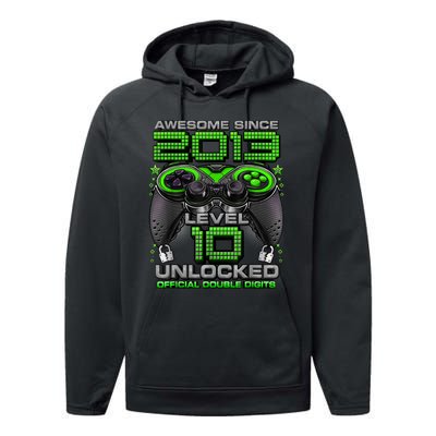 Level 10 Unlocked Awesome Since 2013 10th Birthday Gaming Performance Fleece Hoodie