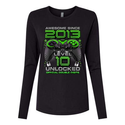 Level 10 Unlocked Awesome Since 2013 10th Birthday Gaming Womens Cotton Relaxed Long Sleeve T-Shirt