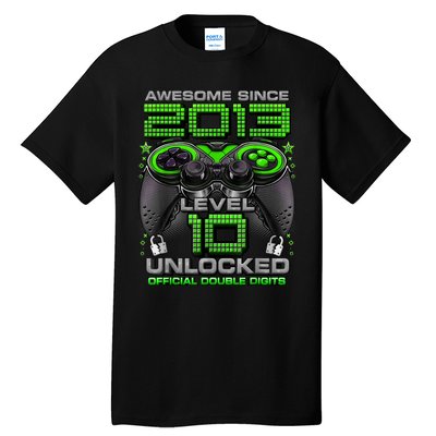 Level 10 Unlocked Awesome Since 2013 10th Birthday Gaming Tall T-Shirt