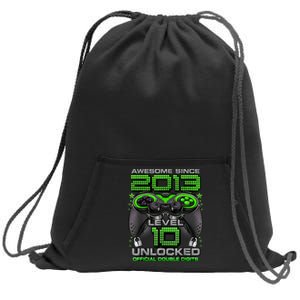 Level 10 Unlocked Awesome Since 2013 10th Birthday Gaming Sweatshirt Cinch Pack Bag