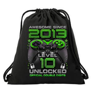 Level 10 Unlocked Awesome Since 2013 10th Birthday Gaming Drawstring Bag