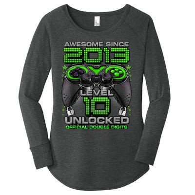 Level 10 Unlocked Awesome Since 2013 10th Birthday Gaming Women's Perfect Tri Tunic Long Sleeve Shirt