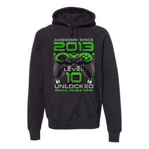 Level 10 Unlocked Awesome Since 2013 10th Birthday Gaming Premium Hoodie