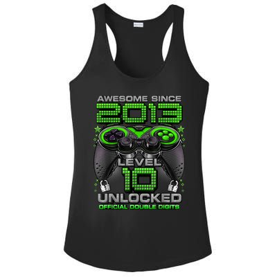 Level 10 Unlocked Awesome Since 2013 10th Birthday Gaming Ladies PosiCharge Competitor Racerback Tank