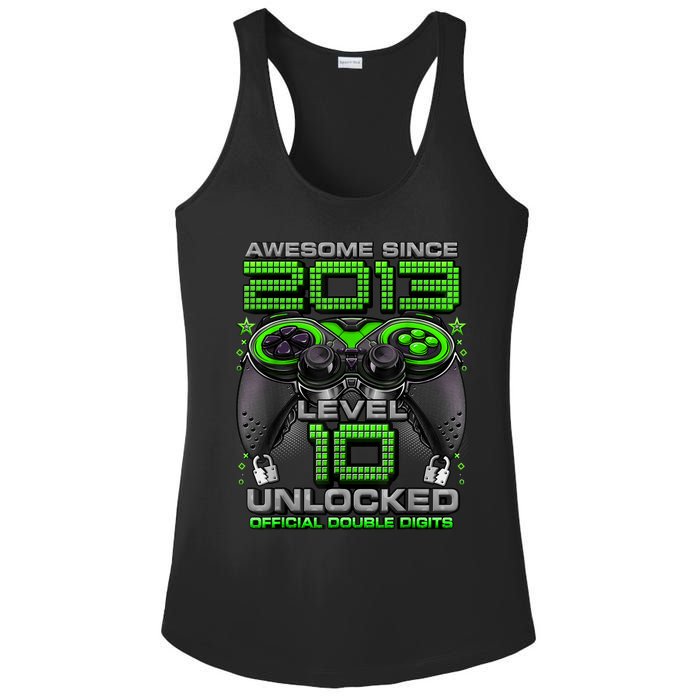 Level 10 Unlocked Awesome Since 2013 10th Birthday Gaming Ladies PosiCharge Competitor Racerback Tank