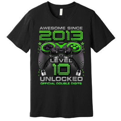 Level 10 Unlocked Awesome Since 2013 10th Birthday Gaming Premium T-Shirt