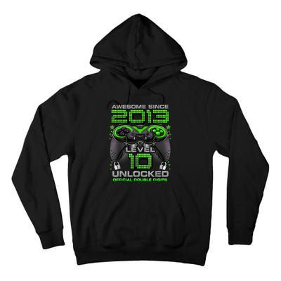 Level 10 Unlocked Awesome Since 2013 10th Birthday Gaming Tall Hoodie