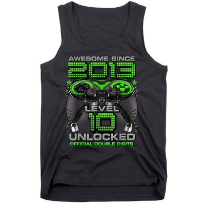 Level 10 Unlocked Awesome Since 2013 10th Birthday Gaming Tank Top