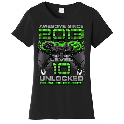 Level 10 Unlocked Awesome Since 2013 10th Birthday Gaming Women's T-Shirt