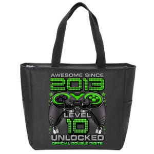 Level 10 Unlocked Awesome Since 2013 10th Birthday Gaming Zip Tote Bag