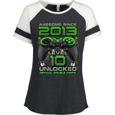 Level 10 Unlocked Awesome Since 2013 10th Birthday Gaming Enza Ladies Jersey Colorblock Tee