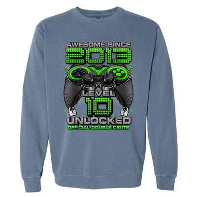 Level 10 Unlocked Awesome Since 2013 10th Birthday Gaming Garment-Dyed Sweatshirt