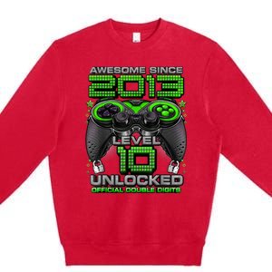 Level 10 Unlocked Awesome Since 2013 10th Birthday Gaming Premium Crewneck Sweatshirt