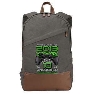 Level 10 Unlocked Awesome Since 2013 10th Birthday Gaming Cotton Canvas Backpack