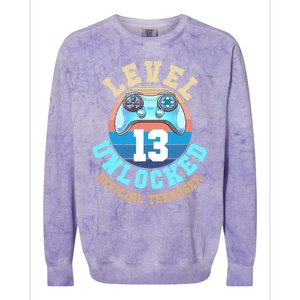 Level 13 Unlocked Video Game 13th Birthday Colorblast Crewneck Sweatshirt