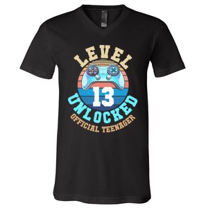 Level 13 Unlocked Video Game 13th Birthday V-Neck T-Shirt