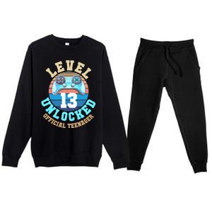 Level 13 Unlocked Video Game 13th Birthday Premium Crewneck Sweatsuit Set