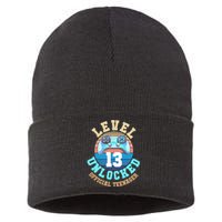 Level 13 Unlocked Video Game 13th Birthday Sustainable Knit Beanie