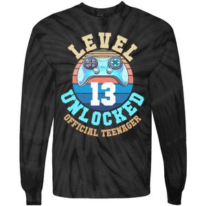 Level 13 Unlocked Video Game 13th Birthday Tie-Dye Long Sleeve Shirt