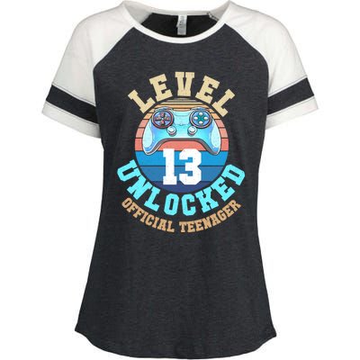 Level 13 Unlocked Video Game 13th Birthday Enza Ladies Jersey Colorblock Tee