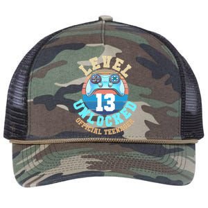 Level 13 Unlocked Video Game 13th Birthday Retro Rope Trucker Hat Cap