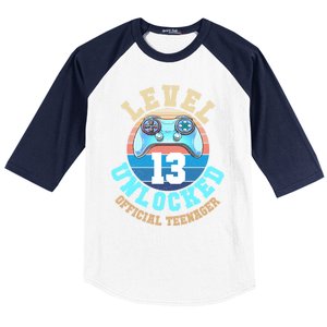 Level 13 Unlocked Video Game 13th Birthday Baseball Sleeve Shirt