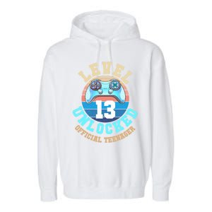 Level 13 Unlocked Video Game 13th Birthday Garment-Dyed Fleece Hoodie