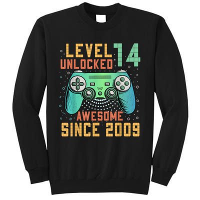 Level 14 Unlocked 14th Birthday 14 Year Old Boy Gamer Bday Tall Sweatshirt