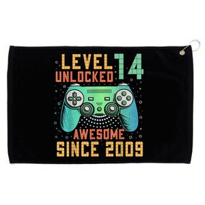 Level 14 Unlocked 14th Birthday 14 Year Old Boy Gamer Bday Grommeted Golf Towel