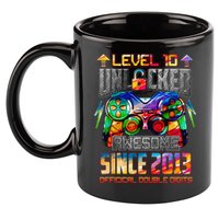 Level 10 Unlocked Awesome Since 2013 10th Birthday Gaming 11oz C Handle Ceramic Mug