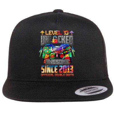 Level 10 Unlocked Awesome Since 2013 10th Birthday Gaming Flatbill Hat