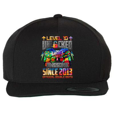 Level 10 Unlocked Awesome Since 2013 10th Birthday Gaming Wool Snapback Cap