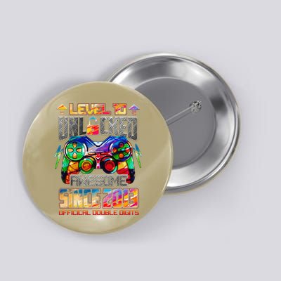 Level 10 Unlocked Awesome Since 2013 10th Birthday Gaming Button