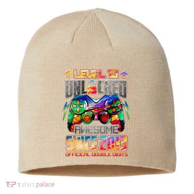 Level 10 Unlocked Awesome Since 2013 10th Birthday Gaming Sustainable Beanie