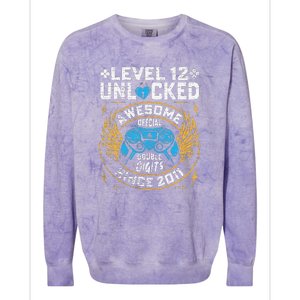 Level 12 Unlocked Since 2011 12nd Birthday Gaming Colorblast Crewneck Sweatshirt