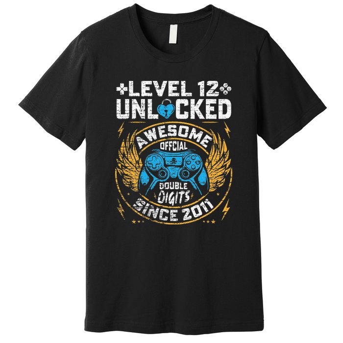 Level 12 Unlocked Since 2011 12nd Birthday Gaming Premium T-Shirt