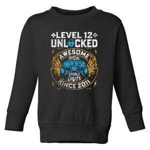 Level 12 Unlocked Since 2011 12nd Birthday Gaming Toddler Sweatshirt