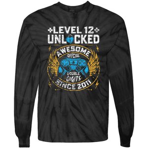 Level 12 Unlocked Since 2011 12nd Birthday Gaming Tie-Dye Long Sleeve Shirt