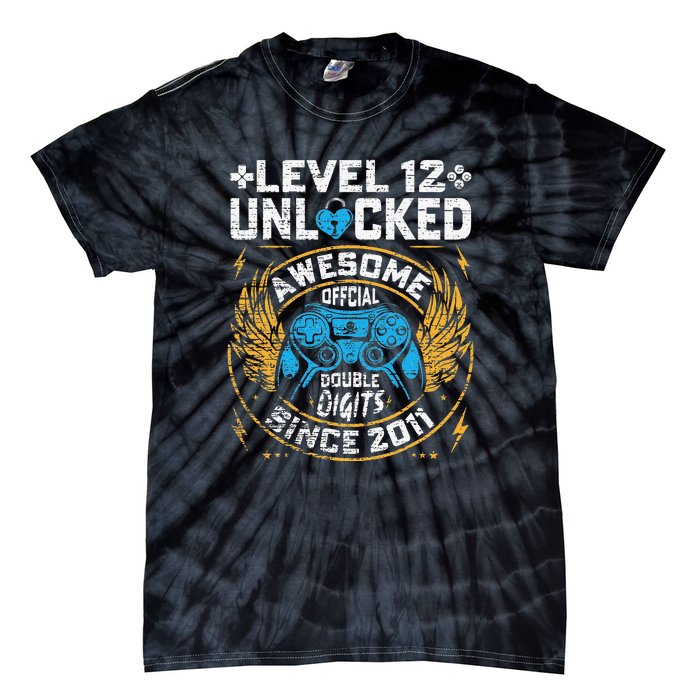 Level 12 Unlocked Since 2011 12nd Birthday Gaming Tie-Dye T-Shirt