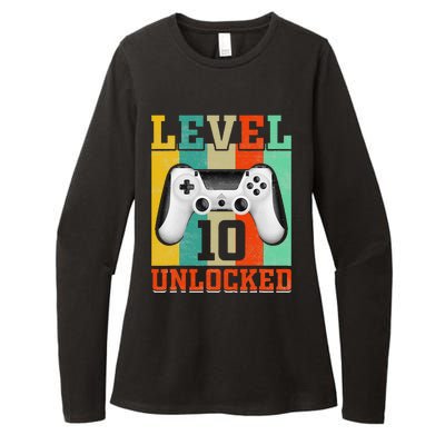 Level 10 Unlocked Birthday For 10 Years Old Gamer Bday Womens CVC Long Sleeve Shirt