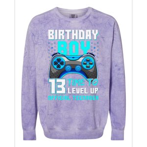 Level 13 Unlocked Video Game 13th Birthday Teenager Colorblast Crewneck Sweatshirt