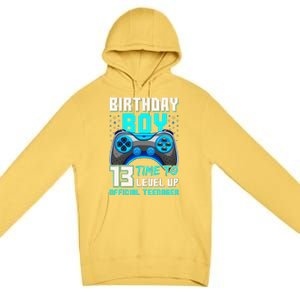 Level 13 Unlocked Video Game 13th Birthday Teenager Premium Pullover Hoodie