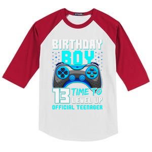 Level 13 Unlocked Video Game 13th Birthday Teenager Kids Colorblock Raglan Jersey