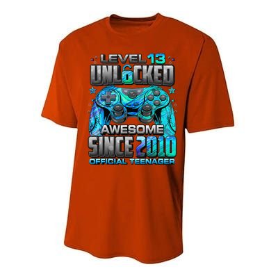 Level 13 Unlocked Awesome Since 2010 13th Birthday Gaming Performance Sprint T-Shirt