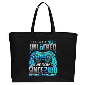 Level 13 Unlocked Awesome Since 2010 13th Birthday Gaming Cotton Canvas Jumbo Tote